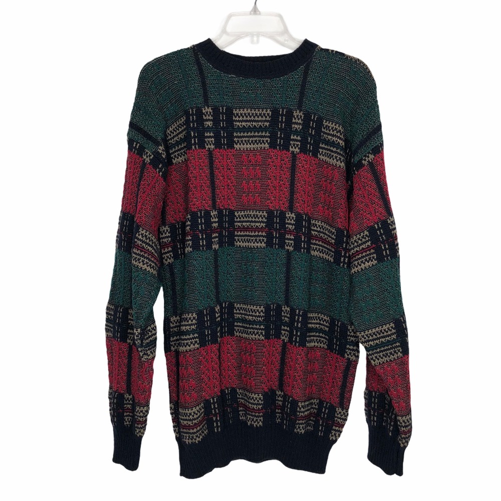 Vtg Pendleton Mens Sweater Virgin Wool‎ Size L Multi Reg Green Blue Crosby C90